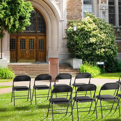 VINGLI 20 Pack Folding Chairs with Padded Seats, Metal Frame with Pu Leather Seat & Back, Capacity 350 lbs, Black