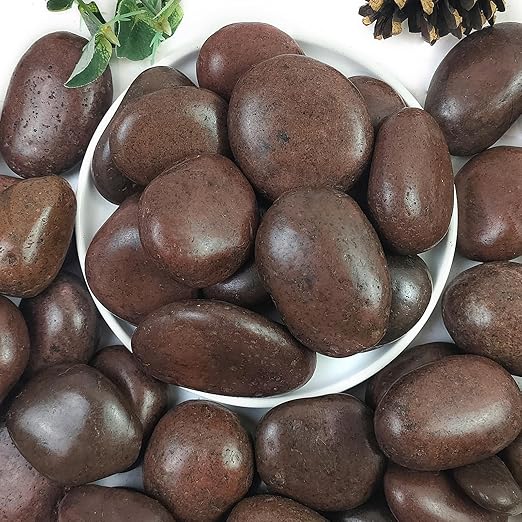 YISZM 20lbs Red River Rocks for Landscaping, 2-3 Inch Natural Pebbles for Indoor Plants, High Polished Decorative Stones Vase Filler Fish Tank Aquariums Garden