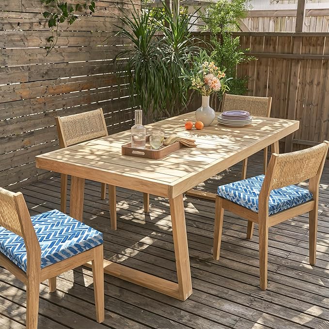 LVTXIII Outdoor Chair Cushions, Fade-Resistant Patio Furniture Cushions Outdoor Square Corner Chair Pads with Ties for Dining Chairs and Garden Furniture Decoration, 18.5"x16"x2" Set of 4, Blue Bricks