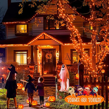 JMEXSUSS 2 Pack Halloween Solar Lights Outdoor, Total 400 LED 151FT Orange Solar Lights Outdoor Waterproof, 8 Modes Christmas String Light for Outside Tree Patio Yard Garden Halloween Decorations