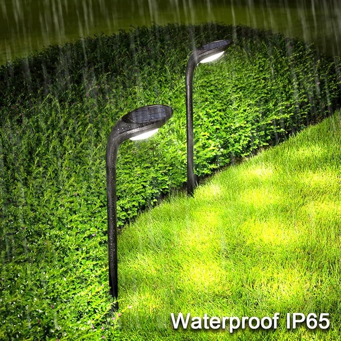 Solar Outdoor Pathway Lights, 2 Pack, Waterproof IP65, Stylish Snake Head Shape Design, Warm/Cool Light Dual Modes Switchable, Efficient Landscape Lighting for Garden, Walkway, Patio