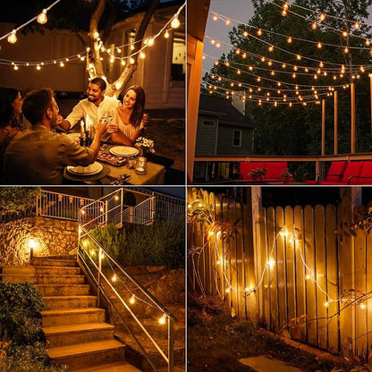 Brightown Outdoor String Lights - 50 Ft Waterproof Connectable Commercial LED Patio Lights with 25 G40 Globe Bulbs, All Weatherproof Hanging Globe Light for Outside Backyard Porch Party Decoration