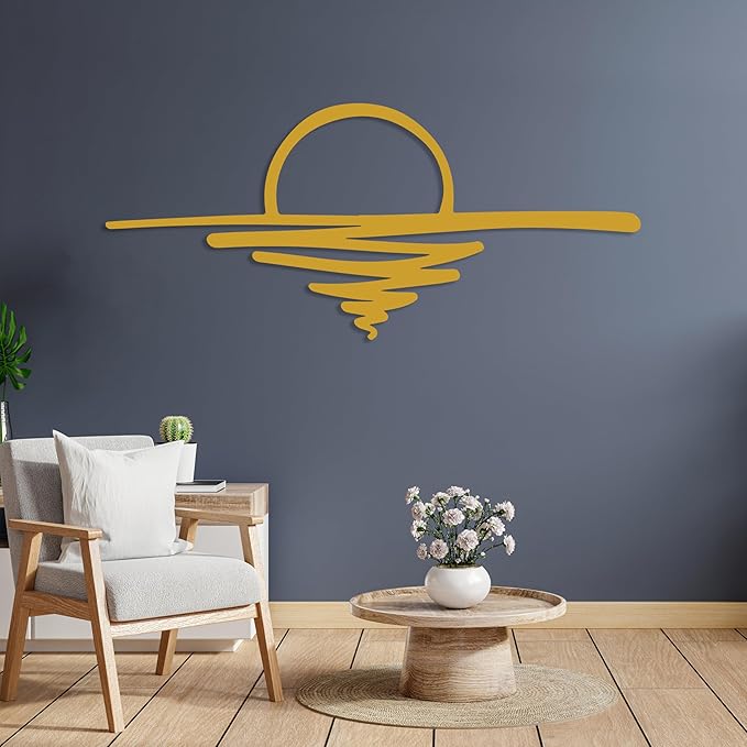 Sunrise Metal Wall Art, Sunset Metal Wall Decor for Living Room, Sunshine Line Art Home Decor Outdoor Indoor, Sun Design Modern Artwork for Walls, Abstract Sunset Wall Decor, Housewarming Gifts