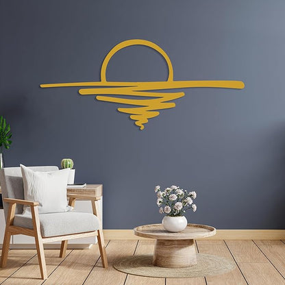 Sunrise Metal Wall Art, Sunset Metal Wall Decor for Living Room, Sunshine Line Art Home Decor Outdoor Indoor, Sun Design Modern Artwork for Walls, Abstract Sunset Wall Decor, Housewarming Gifts