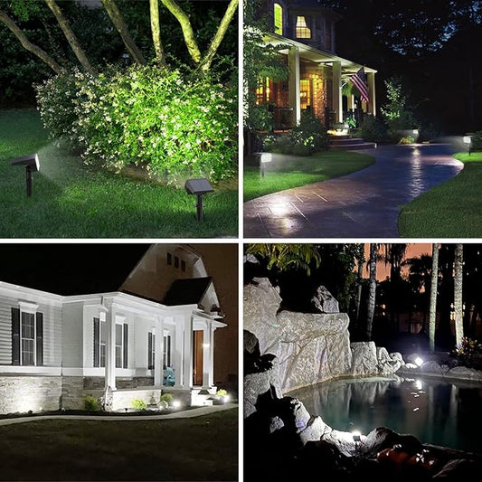 WELALO Solar Spot Lights Outdoor, [2 Pack/65 LED/3 Modes] Solar Landscape Spotlights, Solar Powered Security Lights, IP68 Waterproof Wall Lights for Outsides Walkway Yard Garden Driveway(Cool White)