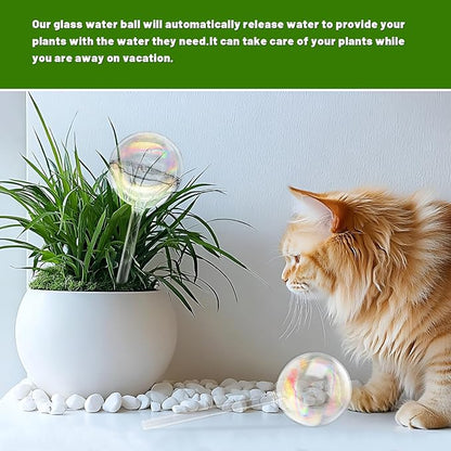 2 Pack Iridescent Glass Plant Watering Globe,Automatic Self-Watering Bulbs for Indoor Outdoor Plants-Hand-Blown Glass Watering Stakes for Home Garden Decor-Ideal Gift for Plant Lovers,Flowers,Pots