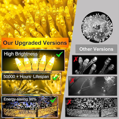 612 LED Christmas Lights with 136 Drops, 60ft 12 Modes Hanging ice String Lights with Timer & Dimmable & Waterproof, Plug-in Fairy Lights for Tree Holiday Wedding Party Christmas Decor Warm White