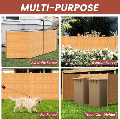 LILYPELLE 48in W x 48in H Air Conditioner Fence, 2 Panels Outdoor Wooden Fence Privacy Screen with Metal Stakes, Trash Can Pool Equipment Enclosure Outside Panels Decorative Fences