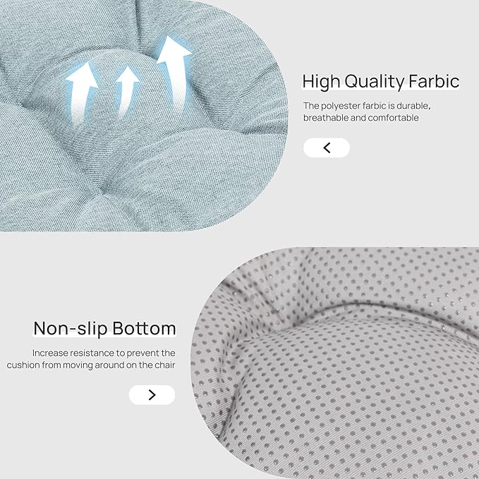 Love's cabin Memory Foam Chair Cushions Set of 4, 15.5"x15.5"x3.5" Indoor & Outdoor Seat Pads for Dining, Kitchen, Office, Patio Chairs - Light Blue