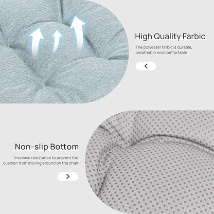 Love's cabin Memory Foam Chair Cushions Set of 4, 15.5"x15.5"x3.5" Indoor & Outdoor Seat Pads for Dining, Kitchen, Office, Patio Chairs - Light Blue