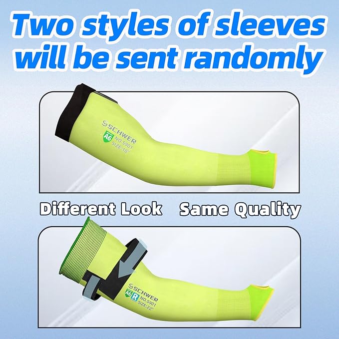 Schwer ANSI A6 Cut Resistant Sleeves, 18 inch Protective Arm Sleeves with Thumb Hole for Arm Work Protection, Arm Guards for Gardening, Cutting Metal, Repairing, Kitchen, Pet Grooming (1 Pair, Yellow)