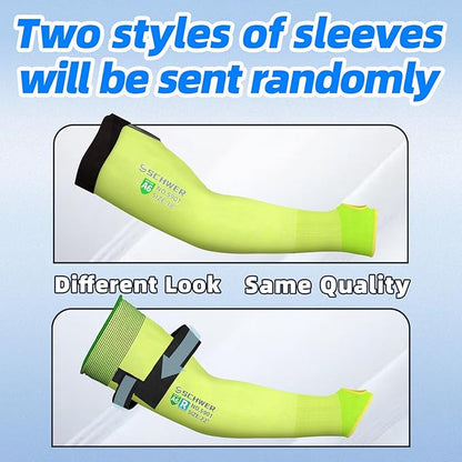 Schwer ANSI A6 Cut Resistant Sleeves, 18 inch Protective Arm Sleeves with Thumb Hole for Arm Work Protection, Arm Guards for Gardening, Cutting Metal, Repairing, Kitchen, Pet Grooming (1 Pair, Yellow)