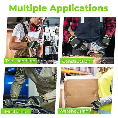 HANDLANDY Work Gloves Mens & Women, Utility Safety Mechanic Working Gloves Touch Screen, Flexible Breathable Yard Work Gloves (Medium, Green)