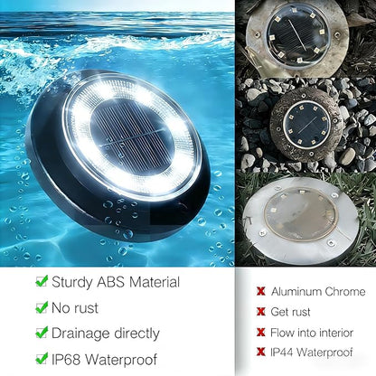 Flacchi Solar Lights Outdoor Waterproof - 2-in-1 Solar Powered Ground Lights Outdoor Solar Disk Light Landscape Light for Deck Step Patio Yard Pathway Walkway Driveway Garden (Cool White, 2 Pack)