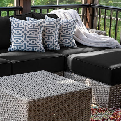 9 Piece Outdoor Patio Waterproof Cushion Covers, Fits 4-Seat Wicker Rattan Sectional Couch Chair Furniture Cover Replacement Set - Fade-Resistant Patio Cushion Covers with Zipper