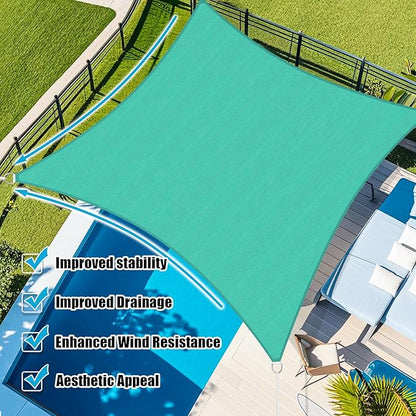 Amagenix Sun Shade Sail 11'X11' Curved Edge Outdoor Shade Canopy Turquoise Breathable 95% UV Block Shade Cloth for Patio Garden Backyard (We Make Custom Size)