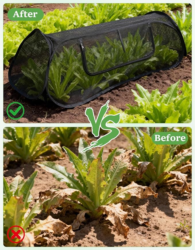 45"×20"×18"Pop Up Plant Shade Tent,Foldable UV Resistant Sun Shade Cloth,Raised Bed Shade Cover with Labels & Stakes,Breathable Garden Mesh Cover with Zipper Door for Vegetables,Fruits,Flowers