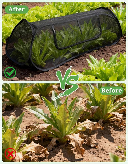 45"×20"×18"Pop Up Plant Shade Tent,Foldable UV Resistant Sun Shade Cloth,Raised Bed Shade Cover with Labels & Stakes,Breathable Garden Mesh Cover with Zipper Door for Vegetables,Fruits,Flowers