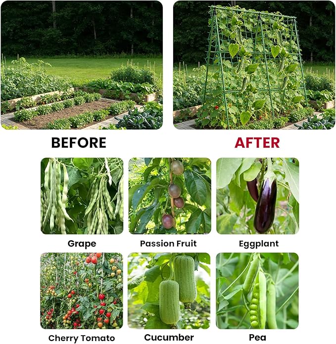 Compact A-Frame Plant Trellis for Peas, Beans & Small Climbing Plants - 47'' H x 31.5'' W PE-Coated Galvanized Steel Garden Support with Netting, Ideal for Raised Beds & Container Gardens