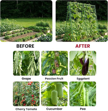 Compact A-Frame Plant Trellis for Peas, Beans & Small Climbing Plants - 47'' H x 31.5'' W PE-Coated Galvanized Steel Garden Support with Netting, Ideal for Raised Beds & Container Gardens