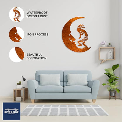 Riverside Designs Kokopelli Wall Art Steel Outdoor Decor | Heavy-Duty and Waterproof | Made in USA (Copper, 12L x 9.5W)