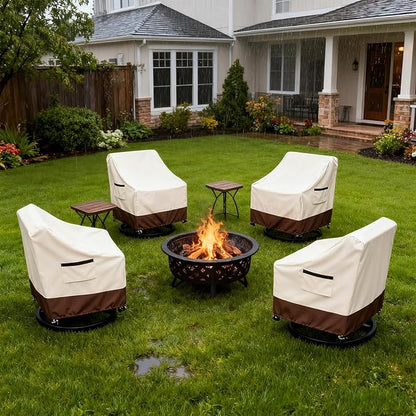 Waterproof 4 Pack Outdoor Swivel Chair Cover for Patio Chair Size Up to 33" W x 35" D x 36" H inch,Outdoor Lawn Patio Furniture Covers (Beige)