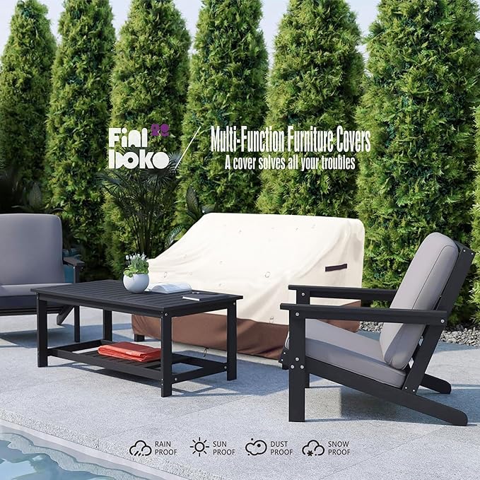 3-Seater Outdoor Couch Cover,93Wx40Dx35H Inches Patio Furniture Covers, Heavy Duty Cover for Outdoor Furniture Covers Waterproof, Beige&Brown