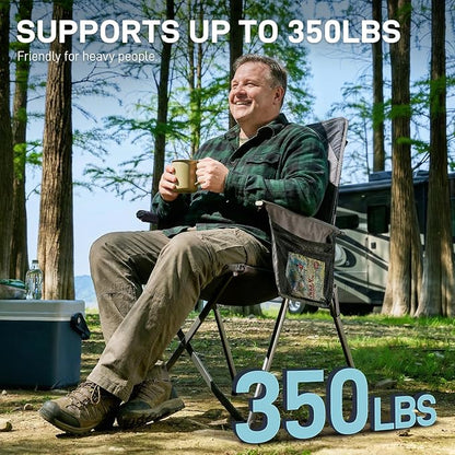 EVER ADVANCED Reclining Camping Chairs for Adult Lightweight, Folding Recliner Chair with Adjustable Back, 4-Level Lounge Chairs, Portable Lawn Chairs for Patio Balcony, Supports 350lbs Grey