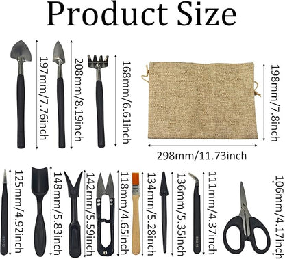 13Pcs Succulent Tools Set Mini Garden Tools Kit for Indoor Bonsai Cactus Care with Pruning Shears Scissors Transplanting Tools for Houseplant
