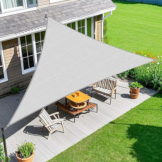 Amagenix Sun Shade Sail 10'X14'X17.2' Curved Edge Outdoor Shade Canopy Light Grey Breathable 95% UV Block Shade Cloth for Patio Garden Backyard (We Make Custom Size)