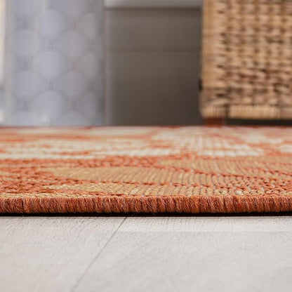 JONATHAN Y Floral Textured Weave Indoor Outdoor Runner Rug 2X10 Orange/Cream, Zinnia Modern for Backyard, Patio, Porch, Easy-Cleaning, High Traffic, Pet-Friendly, Non-Shedding (SMB110E-210)
