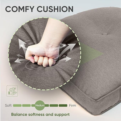 Outdoor Chair Cushion Set, 25 x 22 Deep Seat Cushion, Patio Chair Cushions for Outdoor, Include 1 Seat Cushion and 1 Back Cushion, Gray