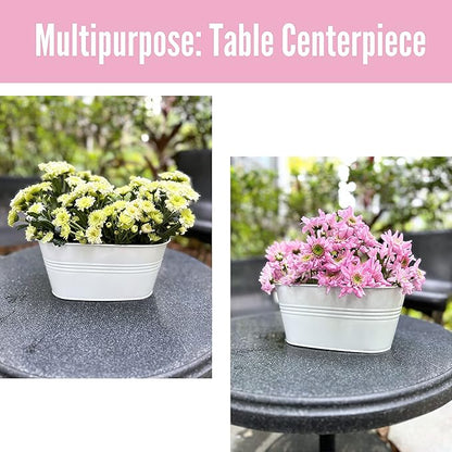 LaLaGreen Outdoor Plants Rail Planter (11.2 Inch, 15 Pack) White Metal Iron Hanging Flower Pots Deck Railings Fence Balcony Modern Boho Style Wall Mount Window Box Plant Holder Hooks Porch Home Decor