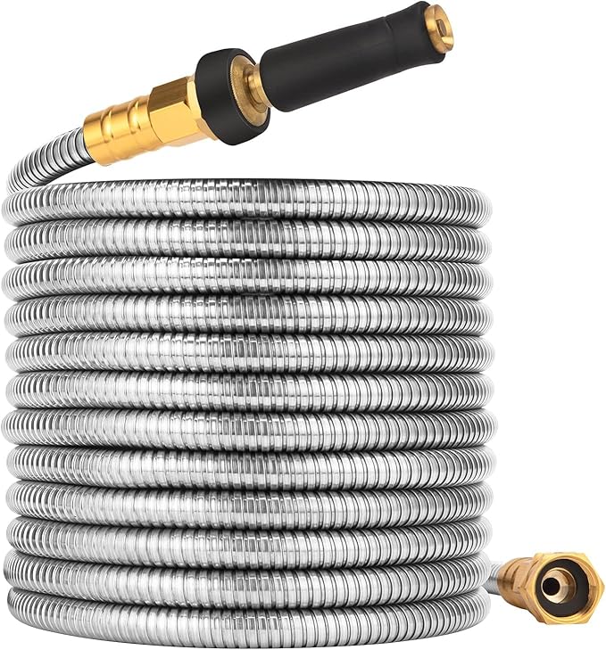 Metal Garden Hose 200 FT - 304 Stainless Steel Water Hose 200 FT - Expandable Short Flexible Garden Hose,no Kink Explosion, no Bite