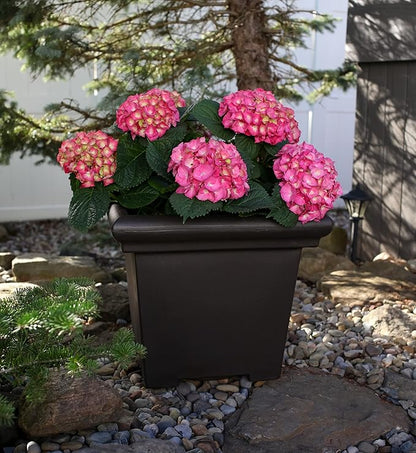 The HC Companies 24" Premium Plastic Terrazzo Square Planter 24"x24"x21.13" in Sandstone Color