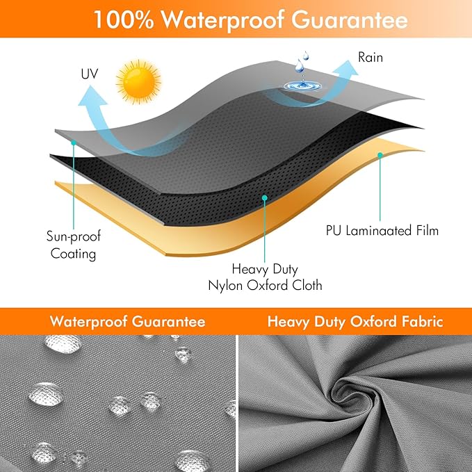 WLEAFJ Patio Chaise Lounge Cover Waterproof, Heavy Duty Outdoor Lounge Chair Covers, Durable Patio Furniture Covers, 78L x 34W x 32H inch - 2 Pack, Gray