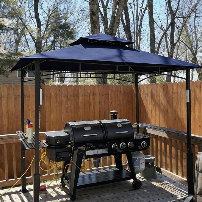 Grill Gazebo Replacement Roof, 5x8ft Outdoor BBQ Gazebo Canopy Cover, Double Tiered Grill Gazebo Replacement Roof for #L-GG001PST-F