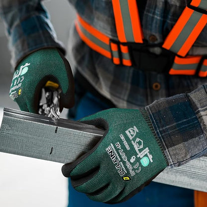 DULFINE ANSI A4 Cut Resistant Work Gloves for Men,6 Pairs Pack.Touchscreen Micro Nitrile Coated,Anti-Slip & Durable for Construction, Wood Cutting,Glass Factory Industrial Use(Medium)