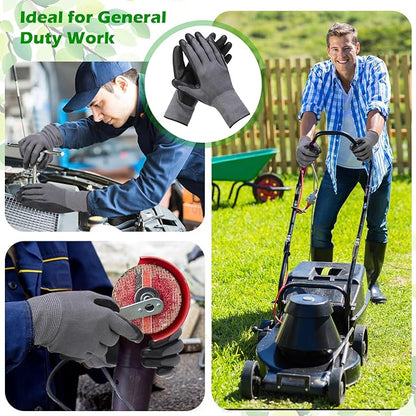 Jexine 50 Pairs Gardening Work Gloves Bulk for Men Women Breathable Rubber Coated Garden Dipped Gripping Outdoor Working Gloves for Construction, Gray