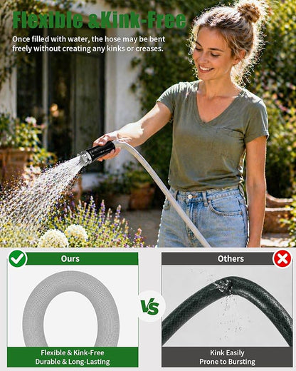 Garden Hose 50ft, Ultra-Light & Flexible Water Hose, Durable, All-Weather, Made of TPU-Drinking Water Safe, Easy to Store & Coil, Kink-Free, Camping, Car Wash, Yard, Garden and Home, Gray