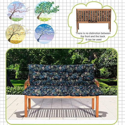 Swing Replacement Cushions with Backrest, 2 or 3 Seater Waterproof Non-Slip Overstuffed Swing Pad, Indoor/Outdoor Bench Cushion for Porch Chair Swings Garden Furniture (Hummingbird, 40 * 71 in)