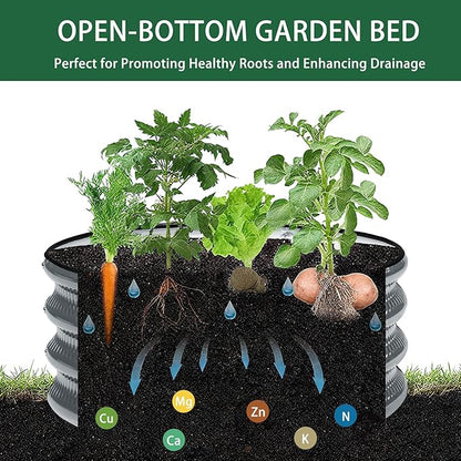 2 pcs 2×2×1 ft Round Metal Raised Garden Bed, Light Green Galvanized Outdoor Planter Box for Vegetables, Fruits, Flowers & Herbs