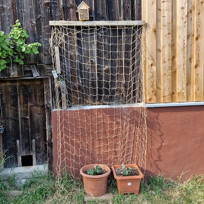 Jute Trellis Netting - Jute Netting for Garden, Heavy Duty Plant Support Netting for Climbing Plants, Cucumber, Vine, Fruits & Vegetables, Climbing Vining Plants (3.3 Ft X 6.6 Ft, 5.9 Inch Squares)