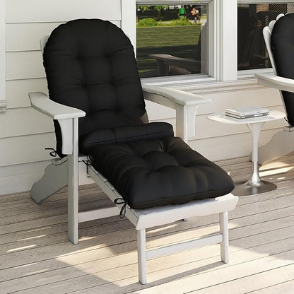 Adirondack Chair Cushion with Ottoman, Folding Adjustable Adirondack Seat Cushions, Waterproof Adirondack Patio Chair Pads for Garden, Deck, or Poolside, Large-Black-1