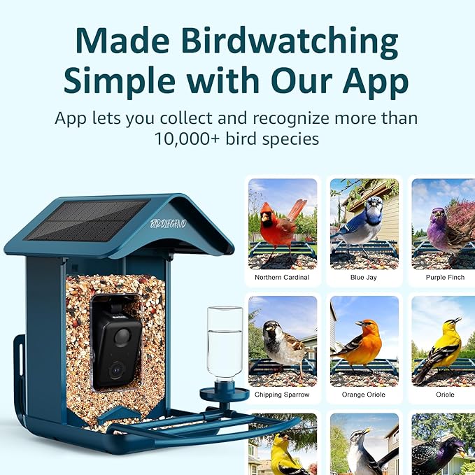BIRDLEGEND® Bird Feeder with Camera Solar Powered, 2K Portrait Live Free AI Forever Instant Arrival Alerts with 64GB Card, Smart Camera Birds Feeders Wireless Outdoor Gift for Bird Lover, 2.4G WiFi