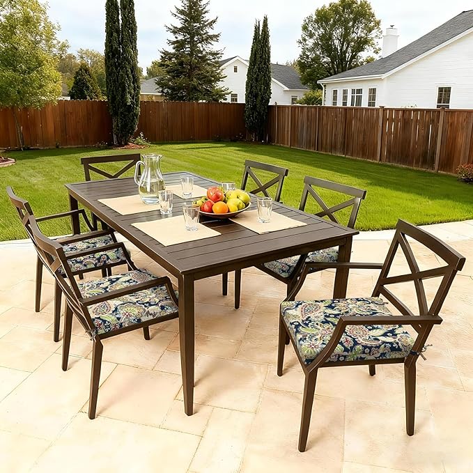 LVTXIII Outdoor Seat Cushions Seasonal Replacement Chair Cushions, Patio Chair Pads with Ties for Dining Chairs and Garden Furniture, Square Back, 19"x19"x2", 4 Pack, Paisley Sapphire Blue