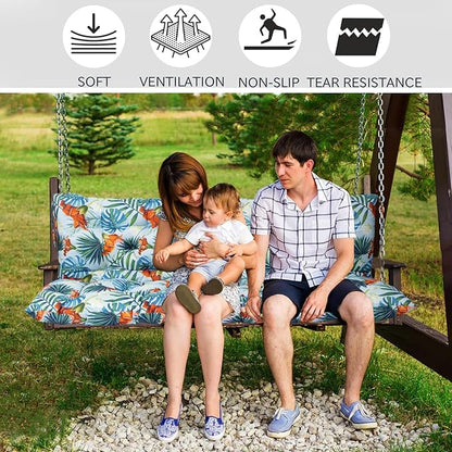 Replacement Cushions for Swing, Swing Cushions 3 Seater Replacement, Waterproof Thicken Washable Pad Cushion for Outdoor Indoor Furniture Swing Patio (Fresh Summer, 40x40 inch)