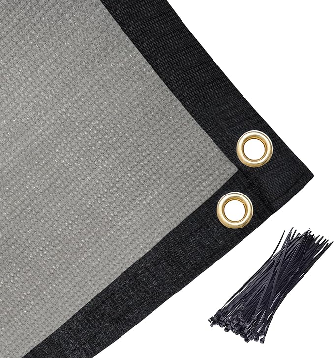 Amagenix 90% Shade Fabric 5'X 20' Light Gray Sun Shade Cloth with Grommets for Pergola Replacement Shade Cover Canopy, Heavy Duty, Cable Zip Ties Included (We Customized)
