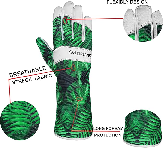 Gardening Gloves Work Leather Gloves Men Women Forearm safety Anti Slip Thorn proof Garden Working Pruning Long and Short
