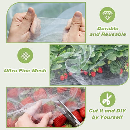 Garden Netting,Plant Covers 5x10 Ft Net Ultra Fine Mesh Protection Netting for Vegetable Plants Fruits Flowers Crops Greenhouse Row Cover Raised Bed Barrier Screen Protection Net Cover